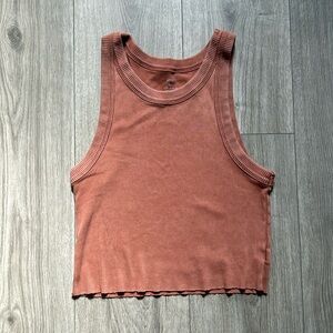 Aerie ribbed raw hem crop tank
